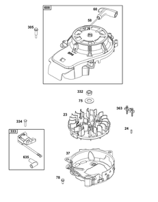 Flywheel, Ignition, And Starter Group Diagram and Parts List for 123P02-0056-H1 100000 - 19Z999 Briggs and Stratton Engine